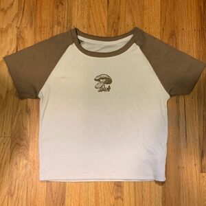 Mushroom brown and cream crop top